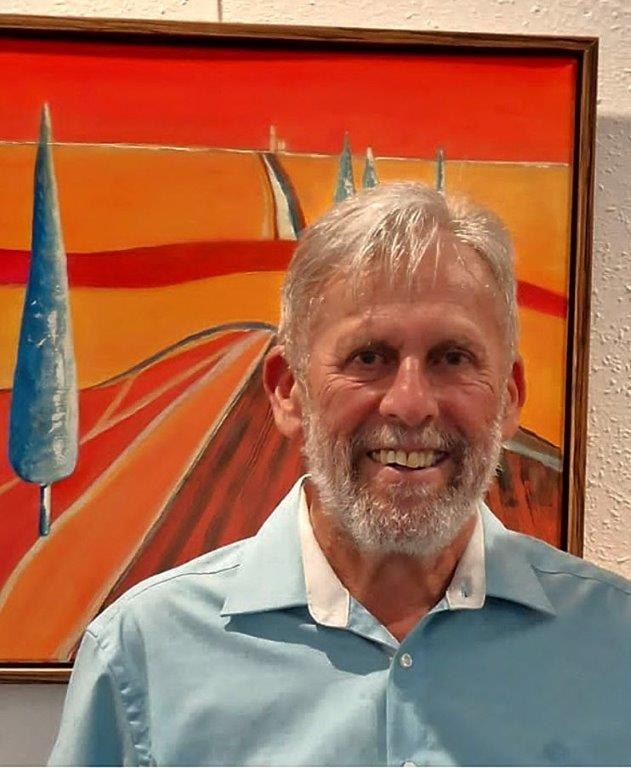 Karl-Heinz Wörndl vor einem seiner Kunstwerke